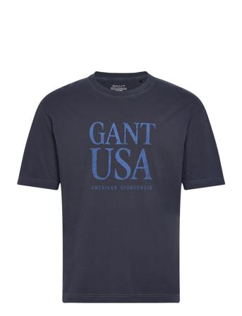 Sunfaded Gant Usa T-Shirt T-shirts Short-sleeved Marineblå GANT*Betinget Tilbud