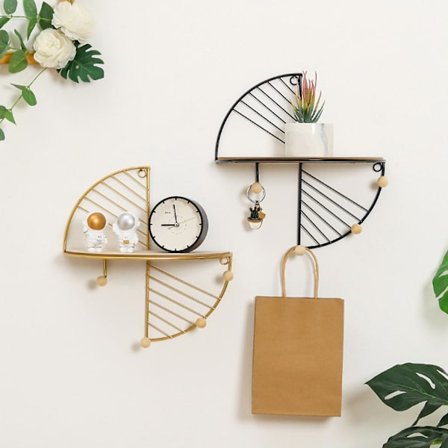 Oppbevaringshylle Enkel Multifunksjonell Rund Vegg Hylle Stue Metall Geometrisk Hjem Aksent Display