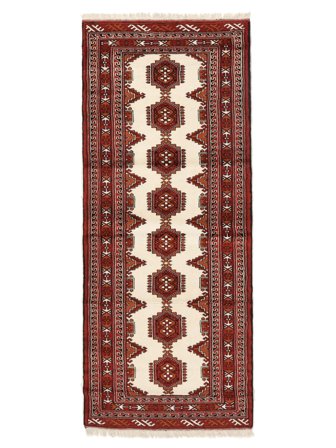 Alfombra Oriental Turkaman 82X198 De Pasillo Rojo Oscuro/Negro (Lana, Persia)
