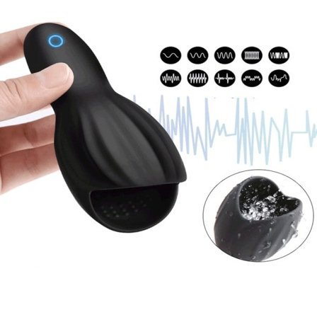 10 Modi Penis Delay Trener Mann Masturbator Vibrator Automatisk Oral Climax Sex Glans Stimulate Masser