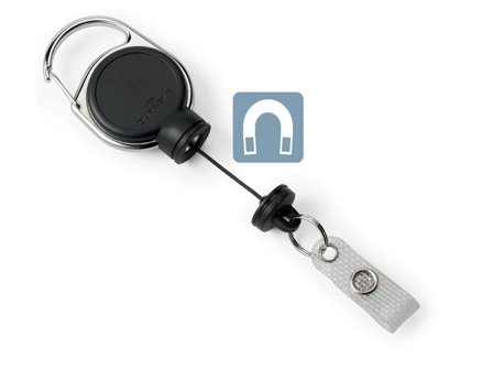 DURABLE Korthållare med metallklämma och jojo, extra kraftig, 60 cm, svart - Lyreco - Kontorsmöbler och inredning - Namnskyltar och korthållare - 