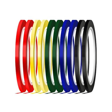 Markeringstape, 5 farver selvklæbende tape 3 mm bredde grafisk tape farvet klæbebånd (10stk)