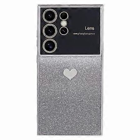 For Samsung Galaxy S24 Ultra Deksel Elektroplettert Kant Gradient Glitter Pulver TPU Telefondeksel (Sølv)