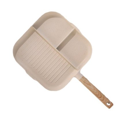 Grillpande med Håndtag, 3-i-1 Non-stick Aluminium Stegepande Firkantet Grillpande til Alle Komfurer Inklusive Induktion - Hvid