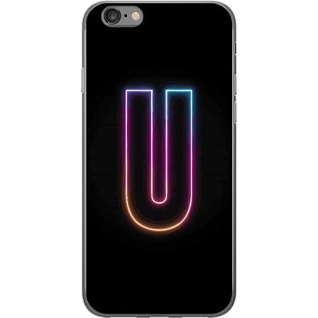 Yhteensopiva Puhelinkuori Apple Apple iPhone 6 Minimaalinen neonkirjain U kirkkaalla valaistustehosteella mustaa taustaa vasten