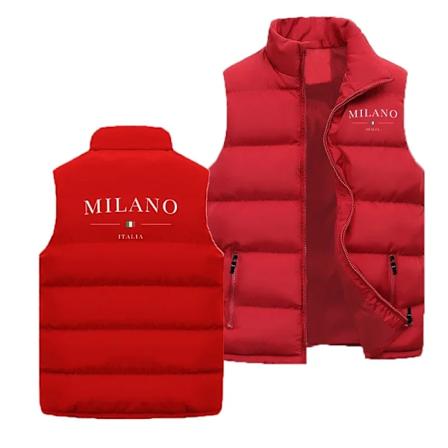 Mænds Høj kvalitet Luksus Vestejakke Milano Print Varmt Vindtæt Sports Dunjakke Vandafvisende Vandreture Ærmeløs Jakker Red 01 Size XXXL