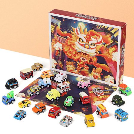 2024 julekalender, nedtellingsleketøysboks, 24 overraskelseskalender for barn, bilpersiennelåda leketøysgave