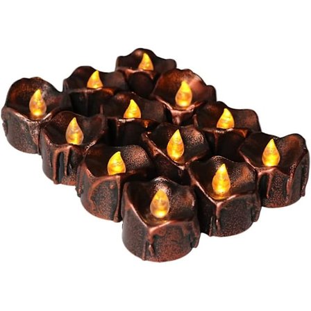 12 st Halloween-ljus, flamlösa LED-värmeljus, flimrande ljus