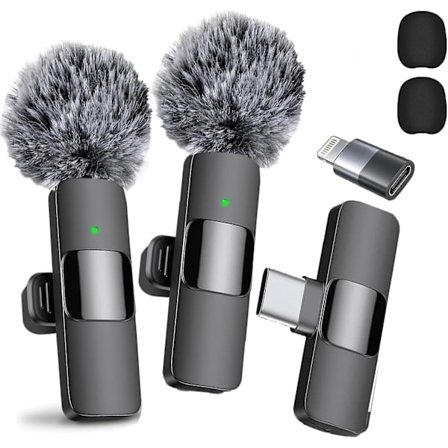 2024 Professional Wireless Lavalier Microphone 2-pack brusreducerande kristallklar inspelning med usb-c för Iphone 15 Pro Max, Ipad, Android, Live St