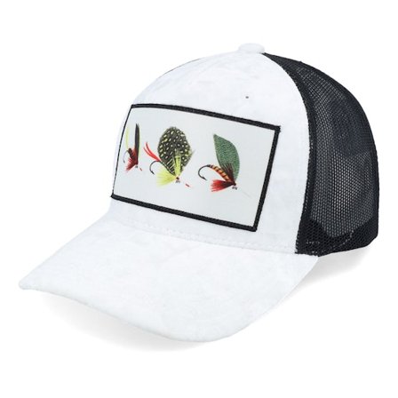 Skillfish - White - trucker - Cap - Fishing Flies Velvet White/Black Trucker - Hatstore