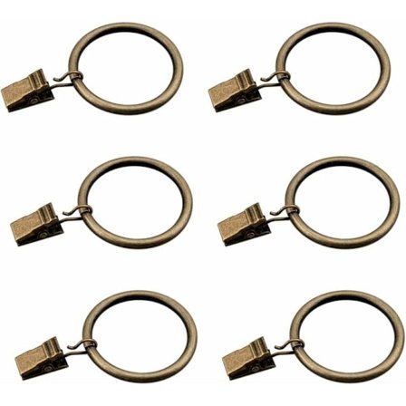 Set med 30 bronse gardinringer med klips/Heavy-Duty dekorative M