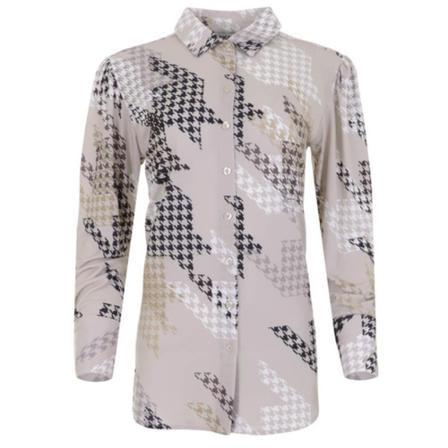 Maicazz Travellblouse Valerie- Houndtooth , Zwart , Dames , Maat: S