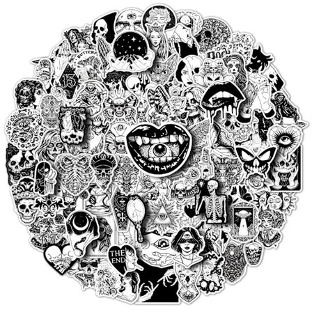 Horror Gothic Personality Punk Klistremerker, Sett med 100, Vanntett og UV-bestandig, Flott for alle dine dingser