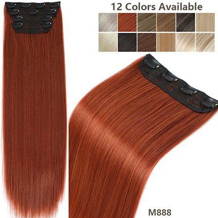 220g 24 tuumaa Ginger Orange Clip In suorat hiuspidennykset Ombre Blond 27/613# 4kpl/pakkaus lämmönkestävät ruskeat synteettiset hiukset