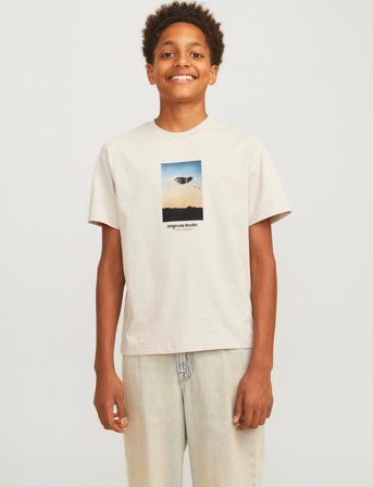 Jack & Jones Jorvesterbro Picture Tee Ss Crew Jnr - Cream - 176