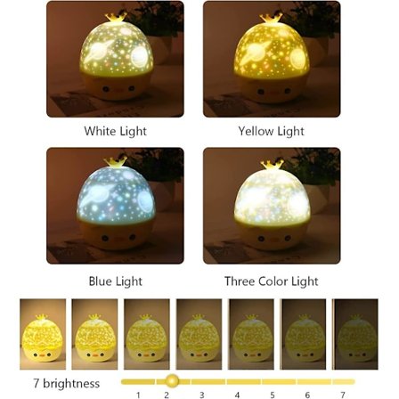 Stjernesky-projektor. 360 graders rotation Børnelampe Musik Led Nachtlicht + Fjernbetjening Gave