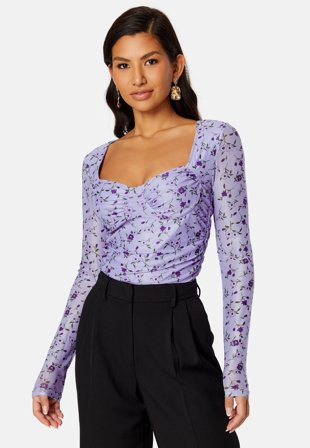 BUBBLEROOM - Melandra mesh bustier top - Lilac/Floral