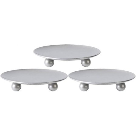 Silverfärgad ljusstake i järnplåt, set om 3 LGL