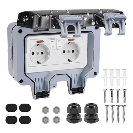 Utendørs Stikkontakt Værbestandig Utendørs Veggstikkontakt Hagestikkontakt Overflatemontert Beskyttende med Hengslet