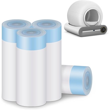 Kattesandposer, 80 stk Kattedo-poser for automatisk kattedo selvrensende, 4 ruller 45,7 x 45,7 cm Robot snorposer, Hvit