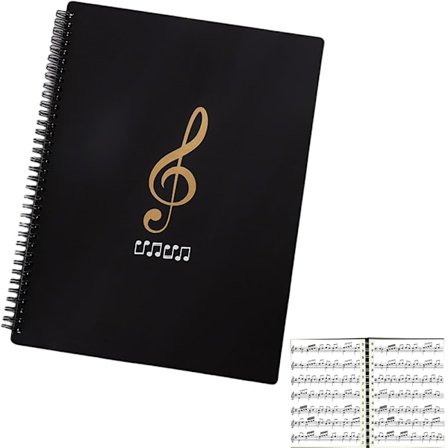 Vandtæt A4 Musikmappe - Med 60 Lommer - Til Musikere og Bands - Sort