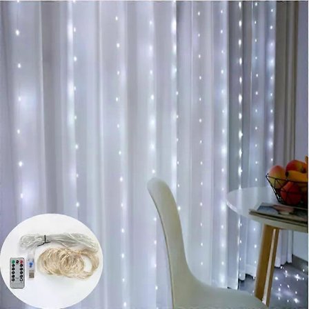 3M LED Ljusslinga Girlang LED Festong Gardin Lampa Fjärrkontroll USB Gardin Ljusslingor Juldekoration För Hemmet