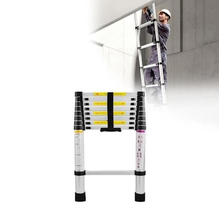 YUENFONG Teleskopstege i aluminium 2,6 m - Halkfri - Multifunktion - Glidstege - Maximal belastning: 150 kg