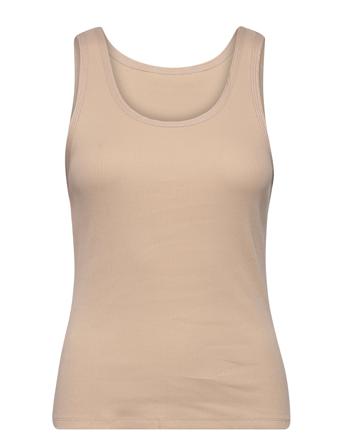 Belia Top Ærmeløs Top Beige Mango