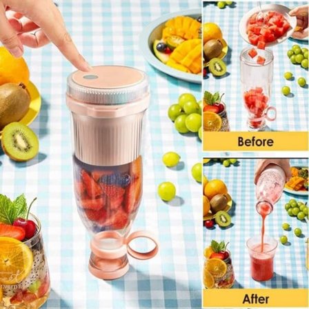 Portabel Mikser – Bærbar Oppladbar Smoothie Blender Hvit—pa