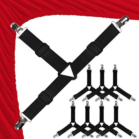 Sengesætstropper Sæt 8 stk - Sorte Sengestøtter til Hjørner, ZQKLA