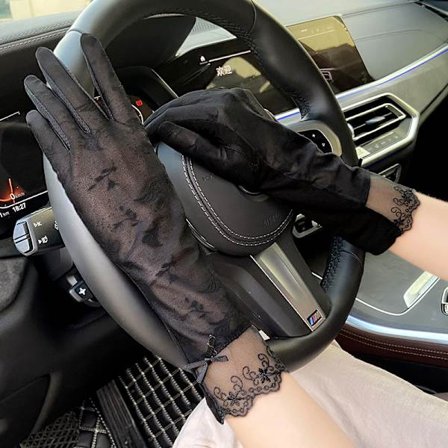 Sommarhandskar för kvinnor, tunna solskyddshandskar, solskydd, UV-skydd, is-silke, medellånga till långa, halkfria pekskärmshandskar, handskar för 