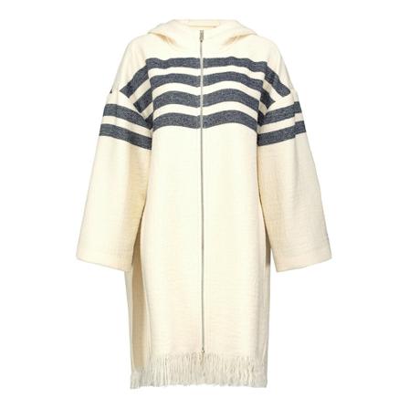 Pinko, Striped Coat With Hood Beige, Dames, Maat:M