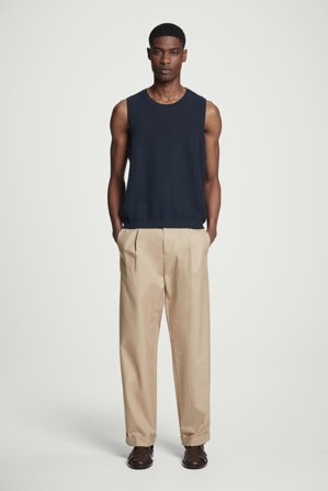 COS Homme Débardeur En Maille De Coton Texturée in Bleu