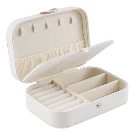 Reise smykkeskrin, PU-lær liten smykkeorganisator for kvinner jenter, dobbelt lag bærbar minireiseetui displaylagring