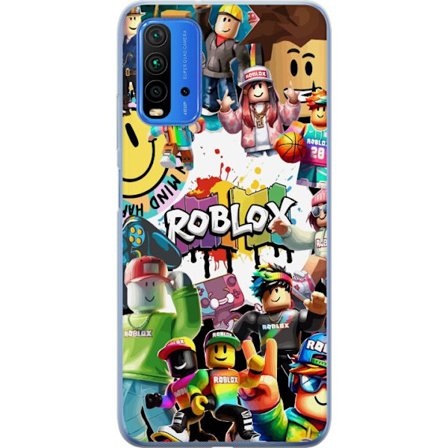 Kompatibelt Mobilskal till Xiaomi Xiaomi Redmi 9T Roblox graffiti-kollage med färgglada karaktärer, livliga mönster och energiska element i en urba