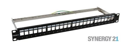SYNERGY Keystone,Modulträger, 19"Patchpanel für 24xTP-Modul, 1HE, Schwarz, Synergy 21,