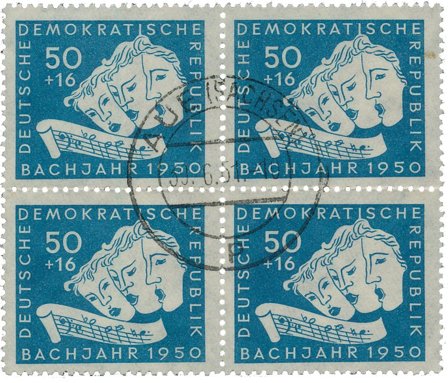 DDR 1950 - MICHEL 259 - 4-blok - Stemplet