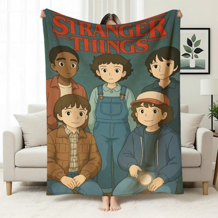Stranger Things 5 Fleecefodrad Varm Filt, Stranger Things-tema Filt för Tupplurar, Flanellfilt, Specialtillverkad