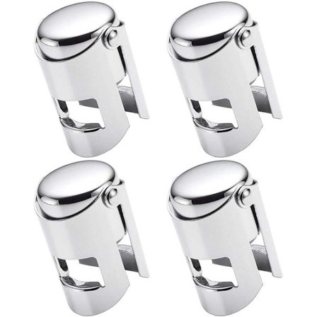 Vinpropper, sæt med 4 champagne propper i rustfrit stål, til konservering af mousserende vine