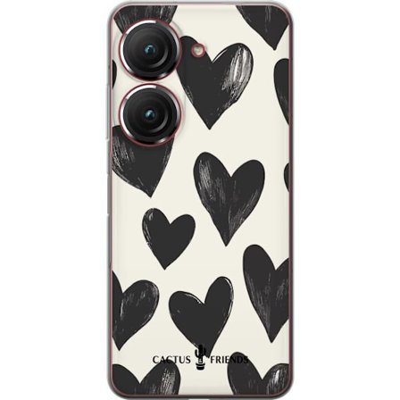 Kompatibel Mobilcover til Asus Asus Zenfone 9 Cactus and Friends - Bold Black Love Pattern