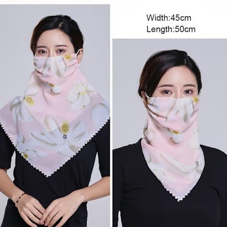 Solbeskyttet trekantsjal-maske for kvinner, sommer, pustende for ridning (rosa solsikke)