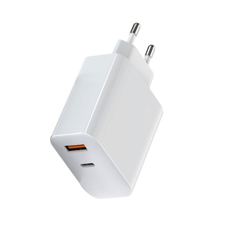 USB C Vægoplader 65W Dual Port USB C USB A Oplader Dual Hurtigoplader Blok GaN Holdbar kompakt strømadapter