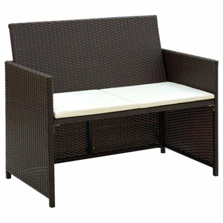 Vidaxl Loungeset För Trädgården Med Dynor 4 Delar Konstrotting B Brun