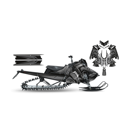 SweTown Dekalkit Team-Racer-20-Black-Grey - Polaris Axys 800 SKS 146 2018-2020