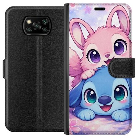 Kompatibel Tegnebogsetui til Xiaomi Xiaomi Poco X3 NFC Sød kawaii illustration med pink og blå fantasidyr, store øjne og bløde farver perfekt til