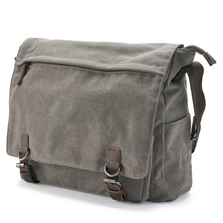 Metallic Grey Canvas Messenger Bag for Men - Shoulder bags