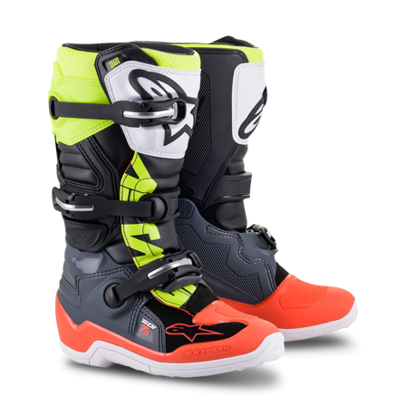 Motokrosové Boty Alpinestars Tech 7S Dětské Tmavá Šedá/Červená/Žlutá 37