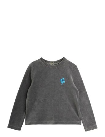 Mini Rodini Clover Emb Velour Top - Grey - 128/134