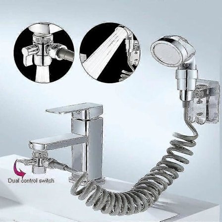 Blandare Kran Badrum Handdusch, Handdusch för Tvättställ, Duschset för Diskbänk, Slangspruta för Diskbänk, Perfekt för att Tvätta Håret eller Rengöra 