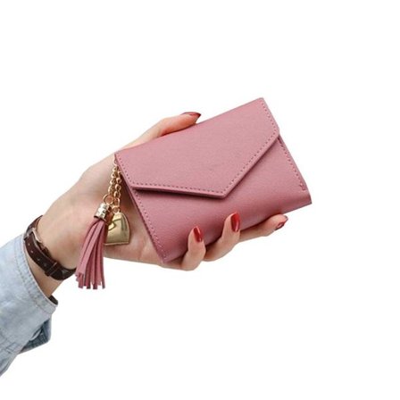 Lille Rosa Pung Dame Kvinde Læder Kæde Tassel Guld Rosa